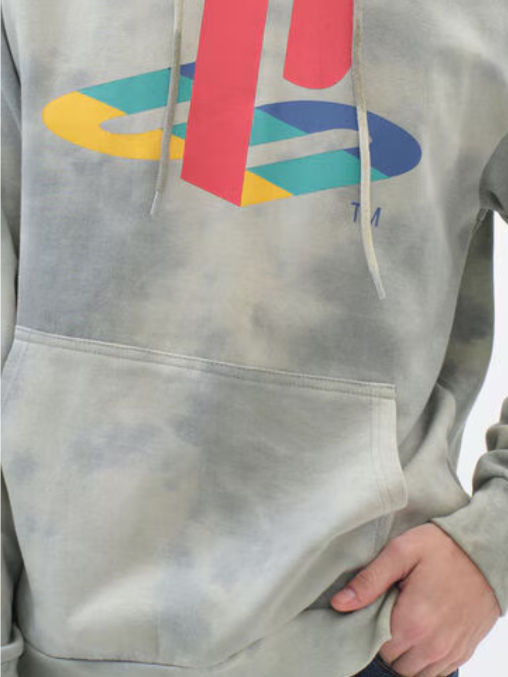 Sony PlayStation Men's Tie-Dye Gray Hoodie Large Colorblock Logo